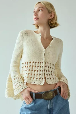 Kimchi Blue Stevie Crochet Bell Sleeve Flyaway Cardigan