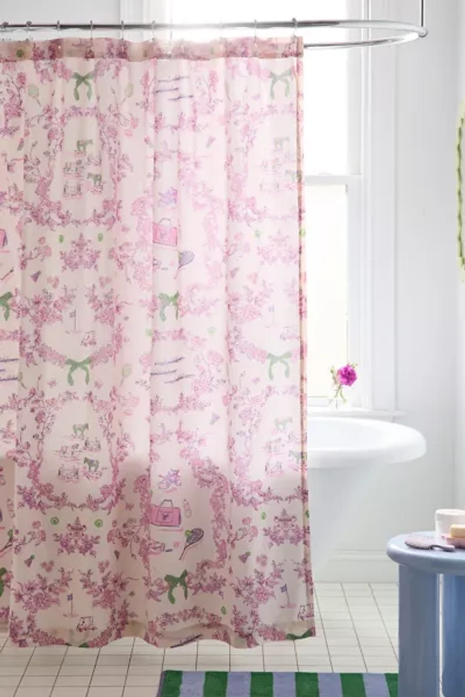 Preppy Toile Patterned Shower Curtain