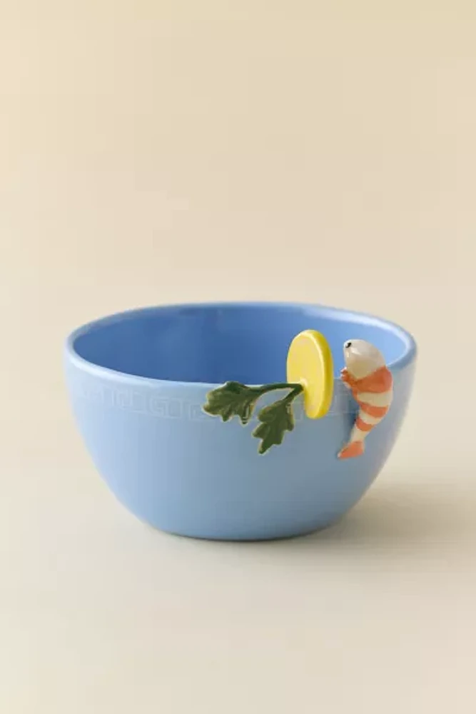 Hanging Shrimp Ceramic Cereal Bowl