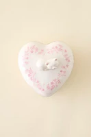Sculpted Cat Heart Ceramic Trinket Box