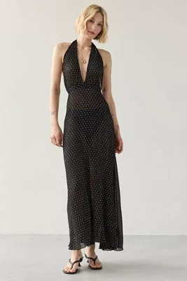 Lioness District Plunging V-Neckline Halter Maxi Dress