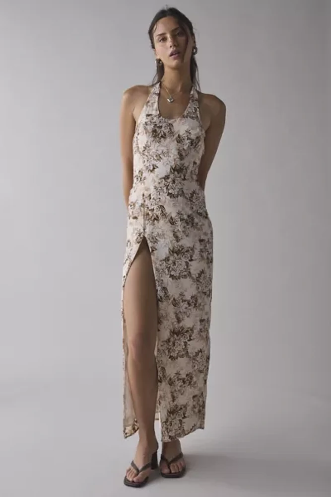 Lioness Westwood Draped Halter Tie Maxi Dress