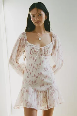 Kiss The Sky Drop Waist Corset-Tie Long Sleeve Mini Dress
