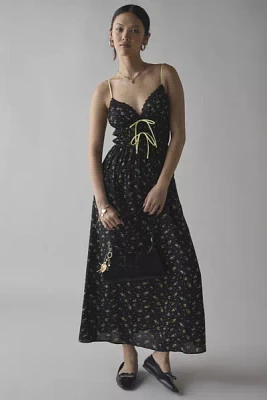 Kiss The Sky Bow-Front Smocked Maxi Dress