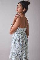 Kiss The Sky Ditsy Floral Strapless Babydoll Mini Dress