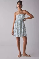 Kiss The Sky Ditsy Floral Strapless Babydoll Mini Dress