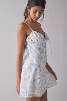 Kiss The Sky Floral Lace Tie-Front Slip Mini Dress