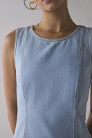 UO Maisie High-Neck Denim Shift Mini Dress