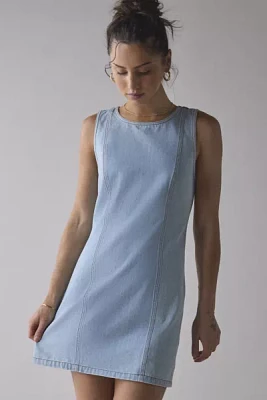 UO Maisie High-Neck Denim Shift Mini Dress