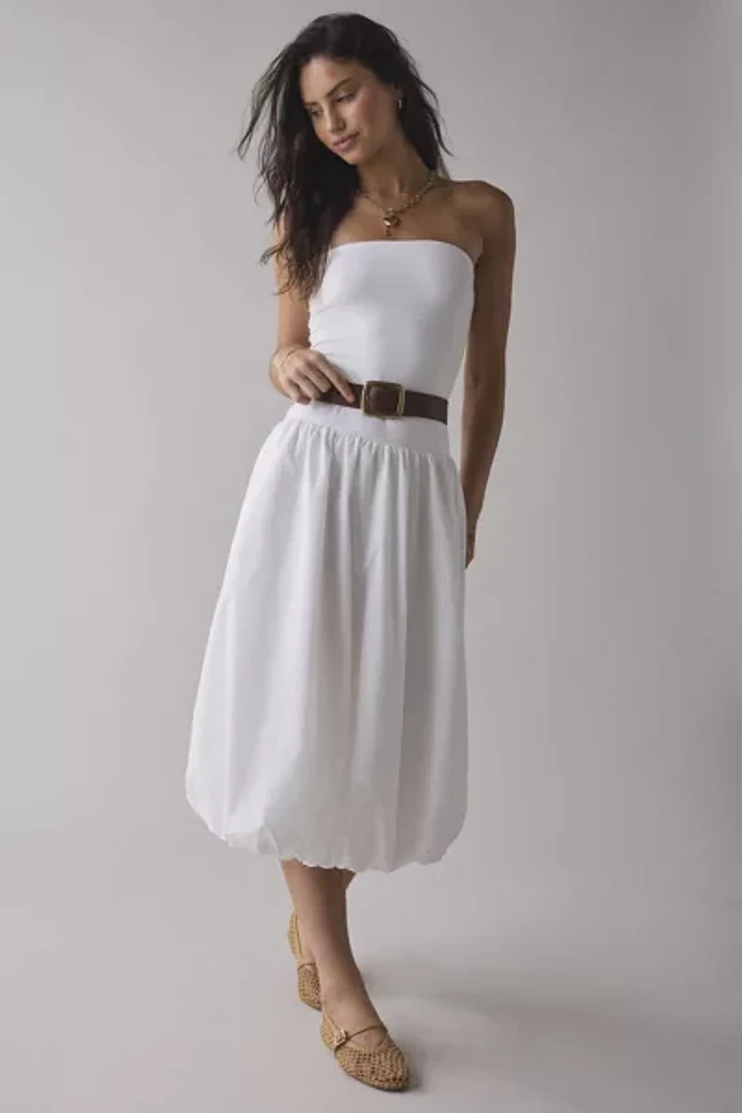 UO Nolee Drop Waist Bubble Hem Tube Midi Dress