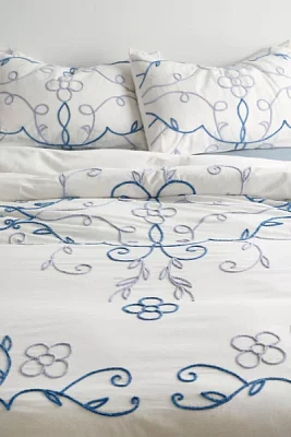 Lola Floral Chenille Embroidered Duvet Cover