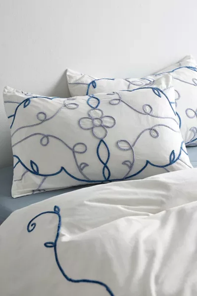 Lola Floral Chenille Embroidered Sham Set