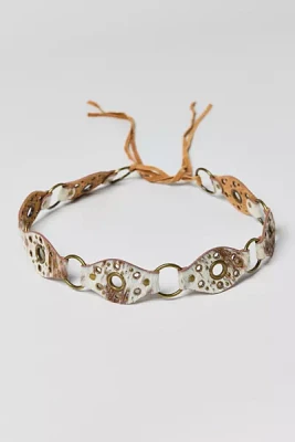 Riveted Cow Print Calf Hair  Tie Belt