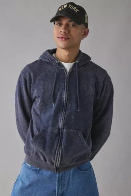 ReMADE By UO Acid Wash Zip-Up Hoodie Sweatshirt