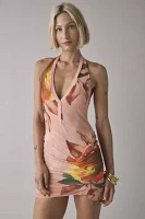 AFRM Andover Ruched Bodycon Halter Mini Dress