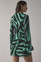 AFRM Kori Tie-Front Keyhole Cutout Bell Sleeve Mini Dress