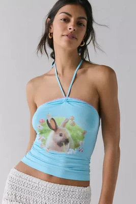Sweet Bunny Graphic Y-Neck Halter Tank Top