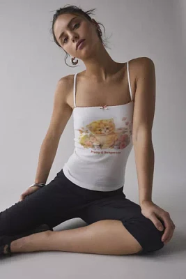 Pretty & Dangerous Cat Graphic Square-Neck Cami