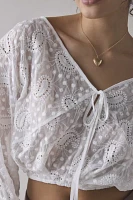 Kimchi Blue Tanner Eyelet Lace Cropped Prairie Blouse