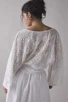 Kimchi Blue Tanner Eyelet Lace Cropped Prairie Blouse