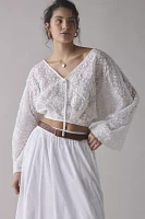 Kimchi Blue Tanner Eyelet Lace Cropped Prairie Blouse