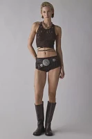 Out From Under Delilah Crochet Lace-Up Bra Top