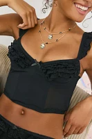 Out From Under Florence Ruffle Mesh Corset Top