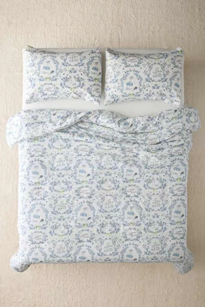Preppy Toile Patterned Comforter Set