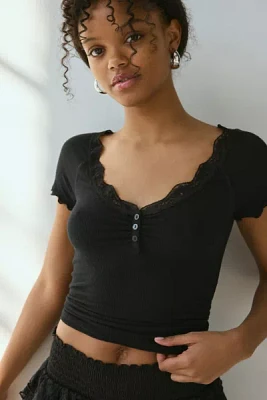 Out From Under Diana Layering Lace-Trim Henley Tee