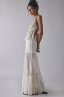 Kimchi Blue Gianna Yoked Semi-Sheer Lace Pleated Maxi Skirt