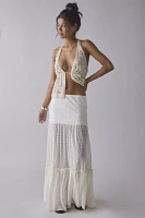 Kimchi Blue Gianna Yoked Semi-Sheer Lace Pleated Maxi Skirt