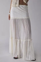 Kimchi Blue Gianna Yoked Semi-Sheer Lace Pleated Maxi Skirt