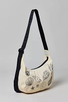 BAGGU Embroidered Shell Medium Nylon Crescent Bag