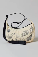 BAGGU Embroidered Shell Medium Nylon Crescent Bag