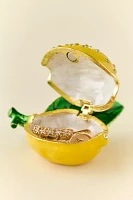 Lemon Enameled Lidded Trinket Box