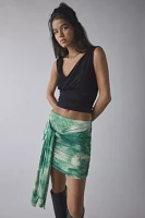 AFRM Bellona Snake Print Mesh Tie-Front Mini Skirt