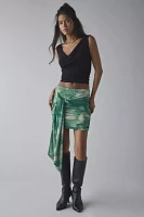 AFRM Bellona Snake Print Mesh Tie-Front Mini Skirt
