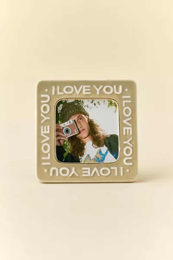 I Love You Slogan Text Ceramic 5” Square Picture Frame