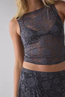Out From Under Sunny Sheer Lace Crop Tank Top + Micro Skirt Slip Set