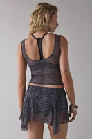 Out From Under Sunny Sheer Lace Crop Tank Top + Micro Skirt Slip Set