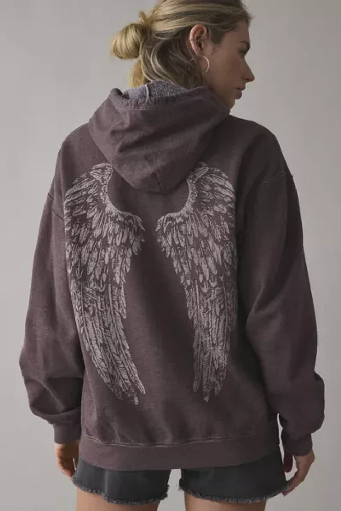 Project Social T Angel Wing Graphic Zip-Up Hoodie Sweatshirt
