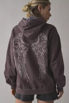 Project Social T Angel Wing Graphic Zip-Up Hoodie Sweatshirt
