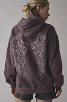 Project Social T Angel Wing Graphic Zip-Up Hoodie Sweatshirt