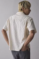 UO Liam Eyelet Applique Short Sleeve Shirt