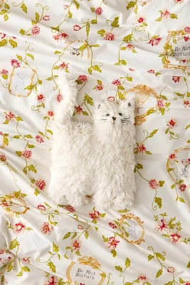 Fuzzy Cat Shape Throw Pillow