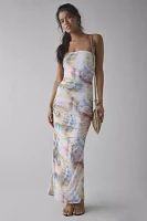 AFRM Marlo Ruched Mesh Strapless Maxi Dress