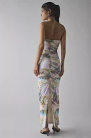 AFRM Marlo Ruched Mesh Strapless Maxi Dress