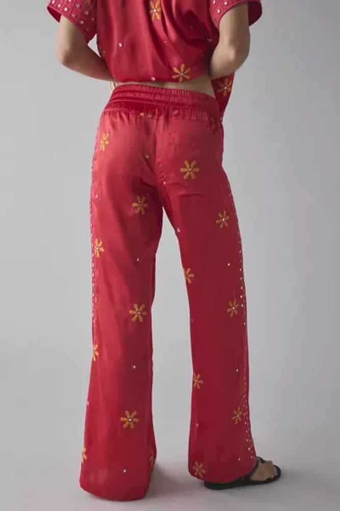 BDG Nash Satin Mirror Sequin Flare Pull-On Pant