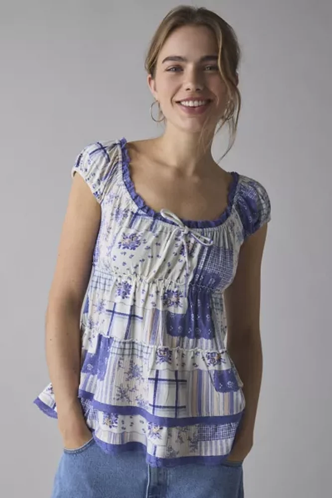 Kimchi Blue Calla Lily Lace-Trim Babydoll Tunic Top