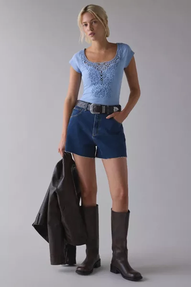 Kimchi Blue Leandra Lace-Trim Cotton Baby Tee
